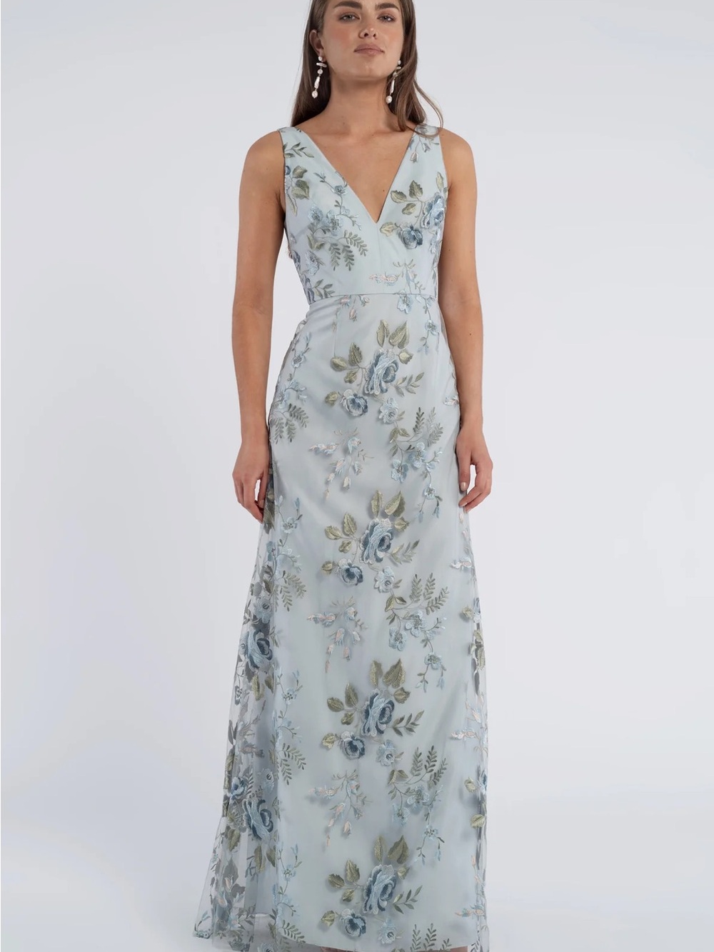 Jenny Yoo Tatum Enchanted Floral Dress in Serenity Blue